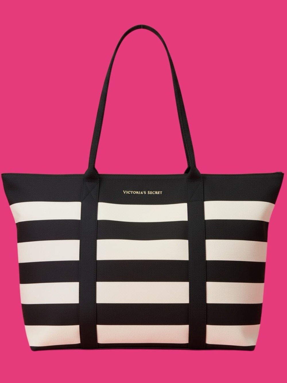 Victoria's Secret Black and White Striped Tote